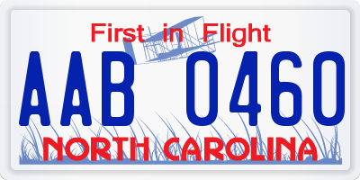 NC license plate AAB0460