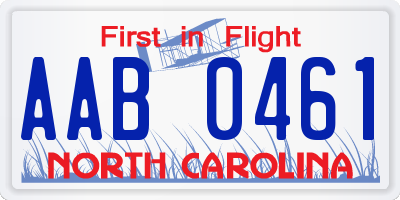 NC license plate AAB0461