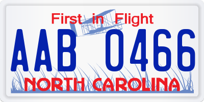 NC license plate AAB0466