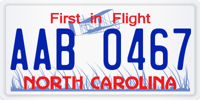 NC license plate AAB0467