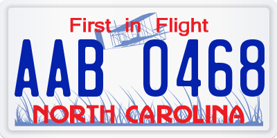 NC license plate AAB0468