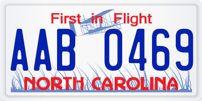 NC license plate AAB0469