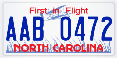 NC license plate AAB0472