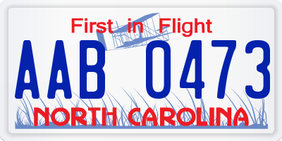 NC license plate AAB0473