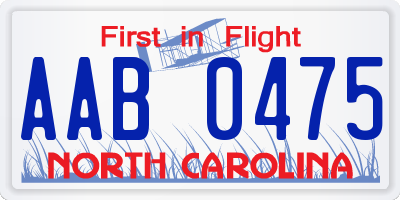 NC license plate AAB0475