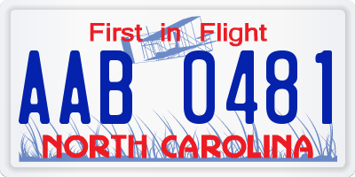 NC license plate AAB0481