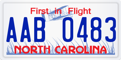 NC license plate AAB0483