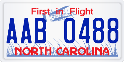 NC license plate AAB0488