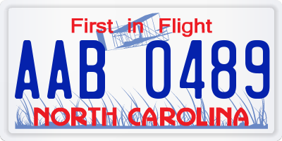 NC license plate AAB0489