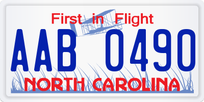 NC license plate AAB0490