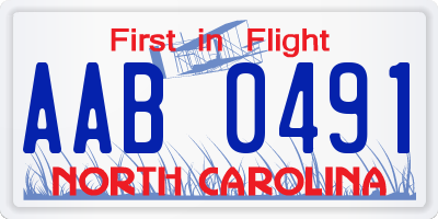 NC license plate AAB0491