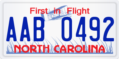 NC license plate AAB0492