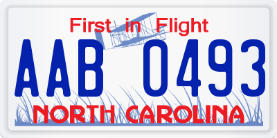 NC license plate AAB0493