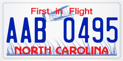 NC license plate AAB0495