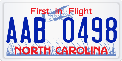 NC license plate AAB0498