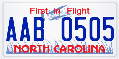 NC license plate AAB0505