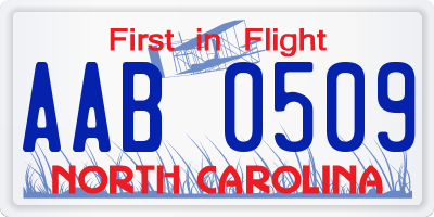 NC license plate AAB0509