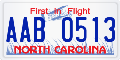 NC license plate AAB0513