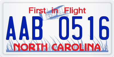 NC license plate AAB0516