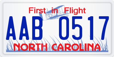 NC license plate AAB0517