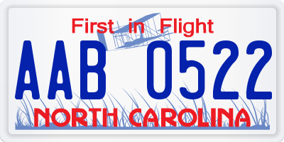 NC license plate AAB0522