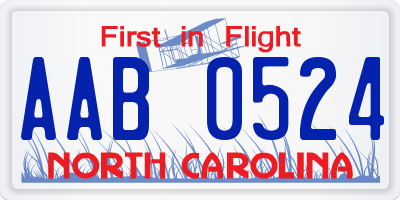 NC license plate AAB0524