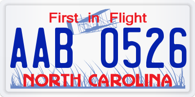 NC license plate AAB0526