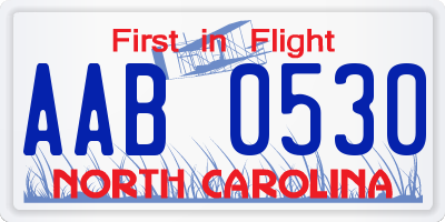 NC license plate AAB0530