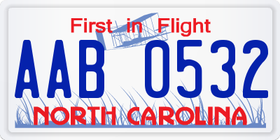 NC license plate AAB0532