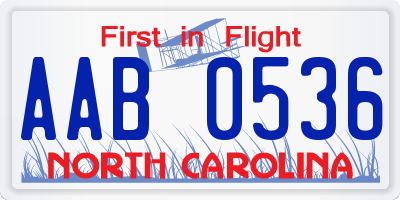 NC license plate AAB0536