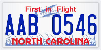 NC license plate AAB0546