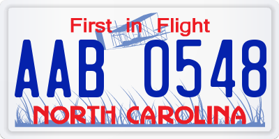 NC license plate AAB0548