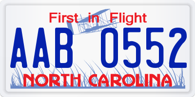 NC license plate AAB0552