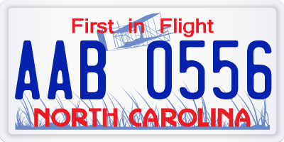 NC license plate AAB0556