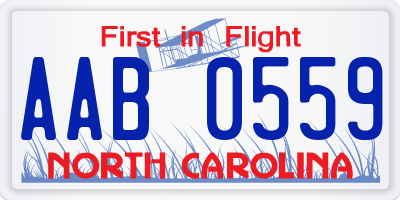 NC license plate AAB0559