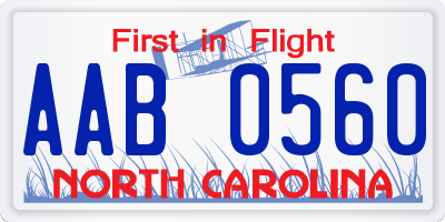 NC license plate AAB0560