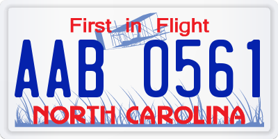 NC license plate AAB0561