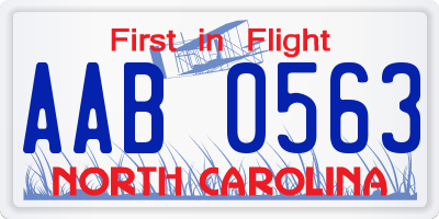 NC license plate AAB0563