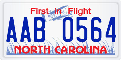 NC license plate AAB0564