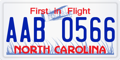 NC license plate AAB0566