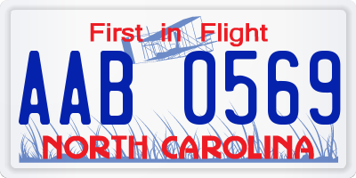 NC license plate AAB0569