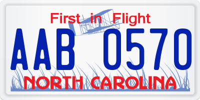 NC license plate AAB0570