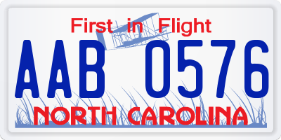 NC license plate AAB0576