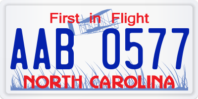 NC license plate AAB0577