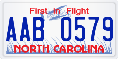 NC license plate AAB0579