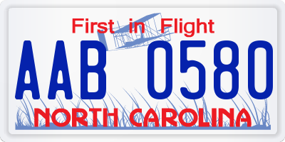 NC license plate AAB0580