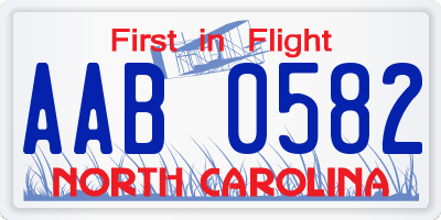 NC license plate AAB0582