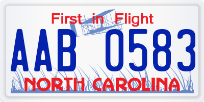 NC license plate AAB0583