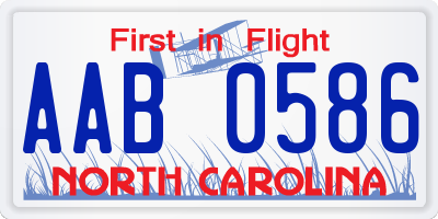 NC license plate AAB0586