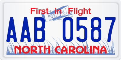 NC license plate AAB0587